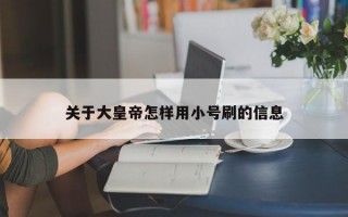 关于大皇帝怎样用小号刷的信息